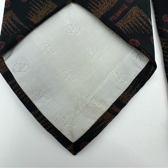 Valentino Cravatte Vintage 80s Silk Geometric Tie - Picture 11 of 13